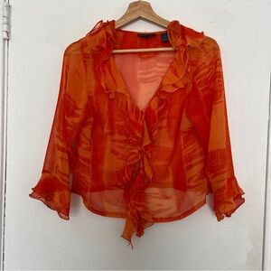 Orange Ruffle Blouse